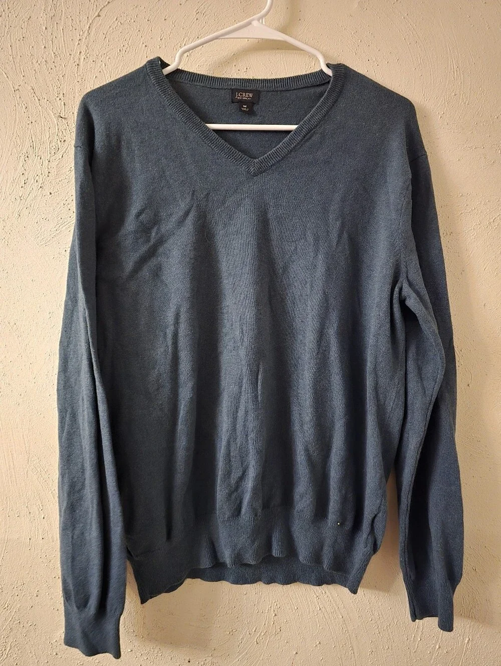 J. Crew Men's Teal V-Neck Cotton Sweater